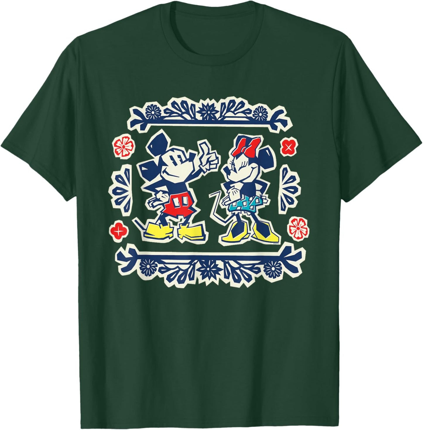Disney Mickey & Minnie Fiesta Papel Picado Style Mexican Art T-Shirt - T-Shirt | Forest