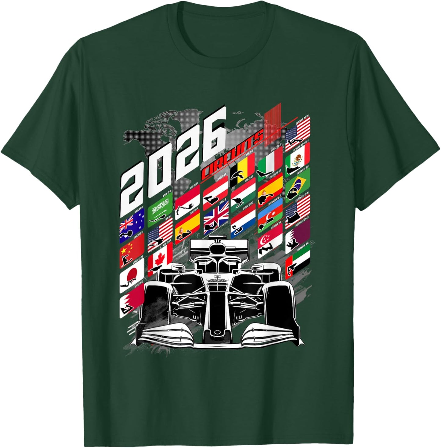 2026 Calendar Racing Circuit Schedule Gear Places T-Shirt - T-Shirt | Forest
