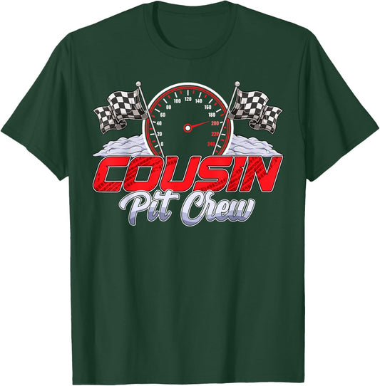Cousin Pit Crew Race Car Birthday Family Matching Racing T-Shirt - T-Shirt | Forest