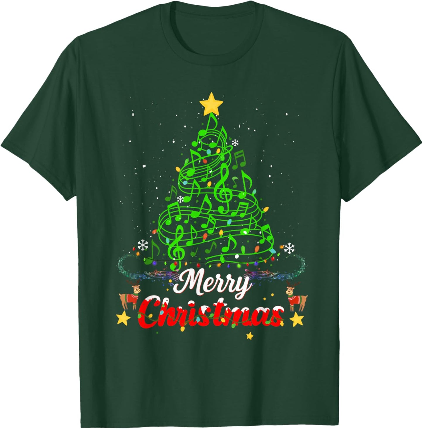Merry Christmas Tree Music Note Music Teacher Men Women Kids T-Shirt - T-Shirt | Forest