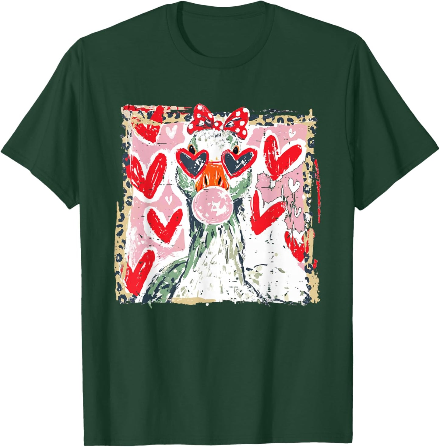 Vintage Cute Silly Goose Animal Valentine Duck XOXO Hearts T-Shirt - T-Shirt | Forest