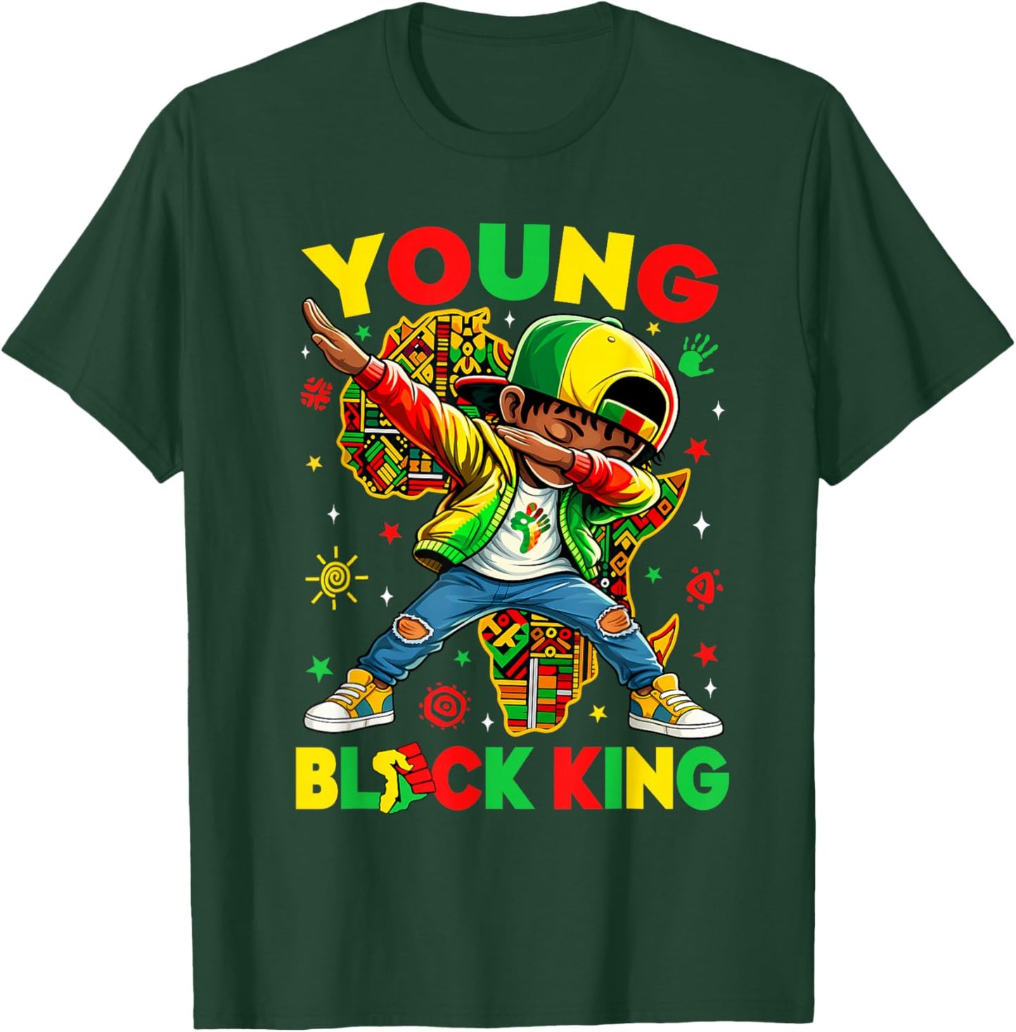 Young Black King Melanin African American History Month T-Shirt - T-Shirt | Forest