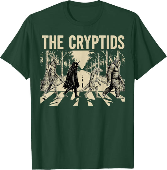 Cryptids Funny Mythical Bigfoot Mothman Halloween Graphic T-Shirt - T-Shirt | Forest