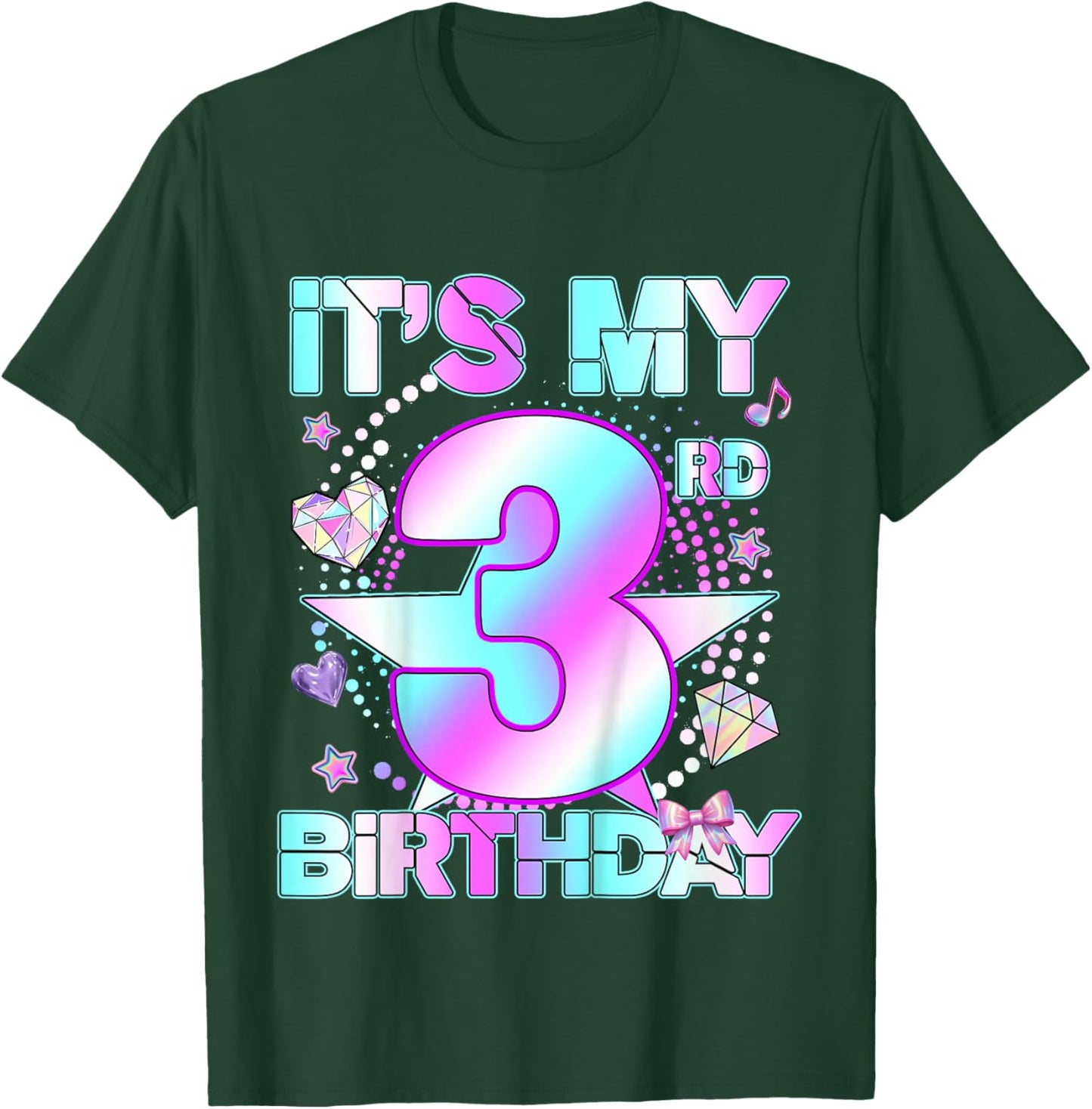 3 Years Old Birthday Kpop Kids Toddler 3rd Birthday Girl T-Shirt - T-Shirt | Forest