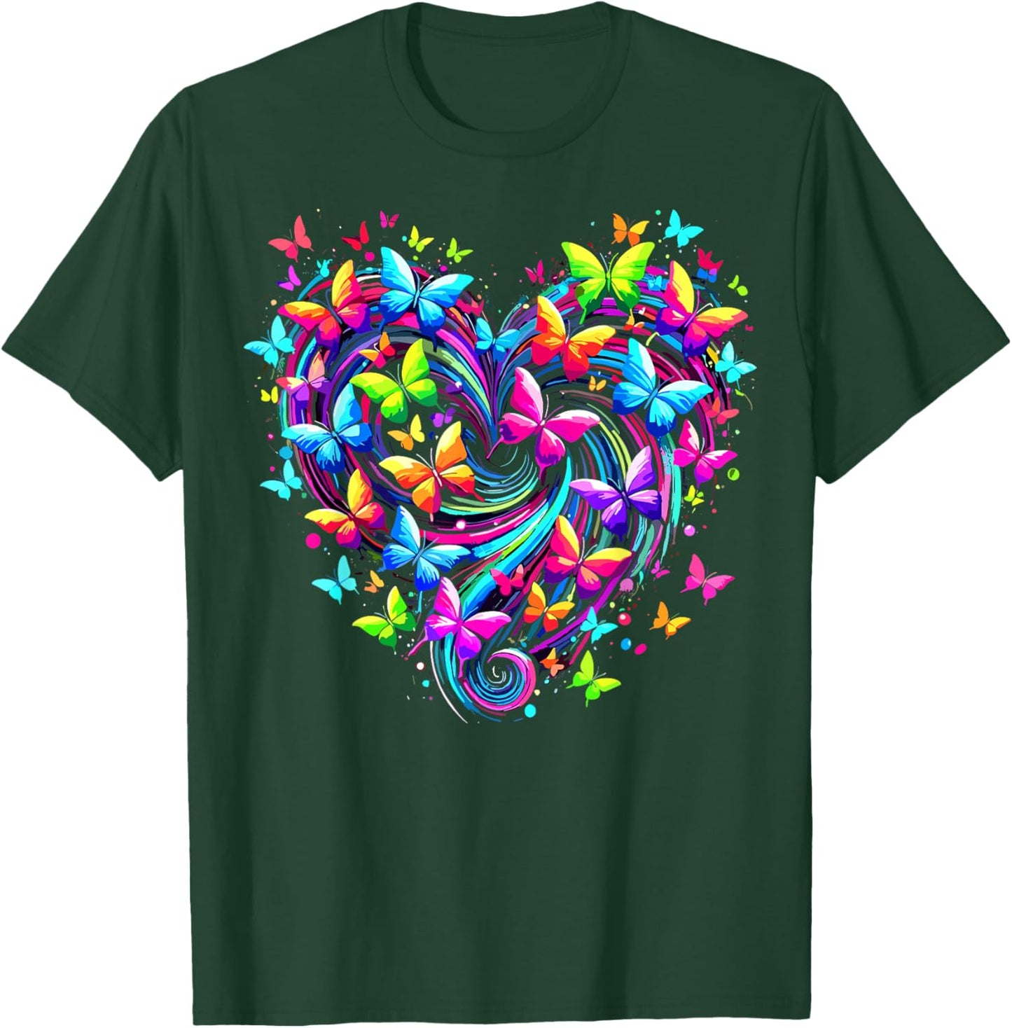 Colorful Butterfly Heart Nature T-Shirt - T-Shirt | Forest
