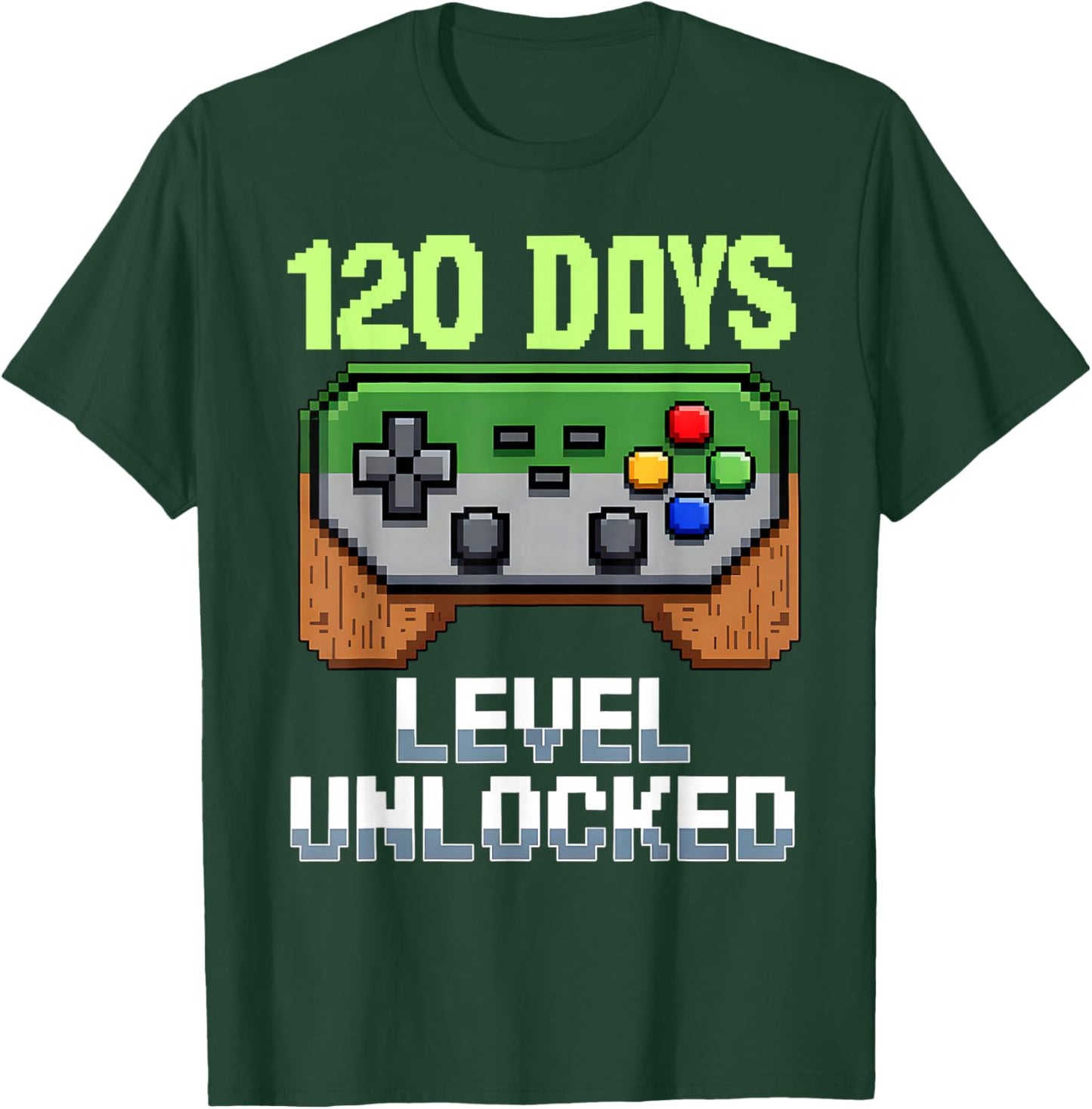 120 Days Level Unlocked Gaming 120 Days of School Boys Gamer T-Shirt - T-Shirt | Forest