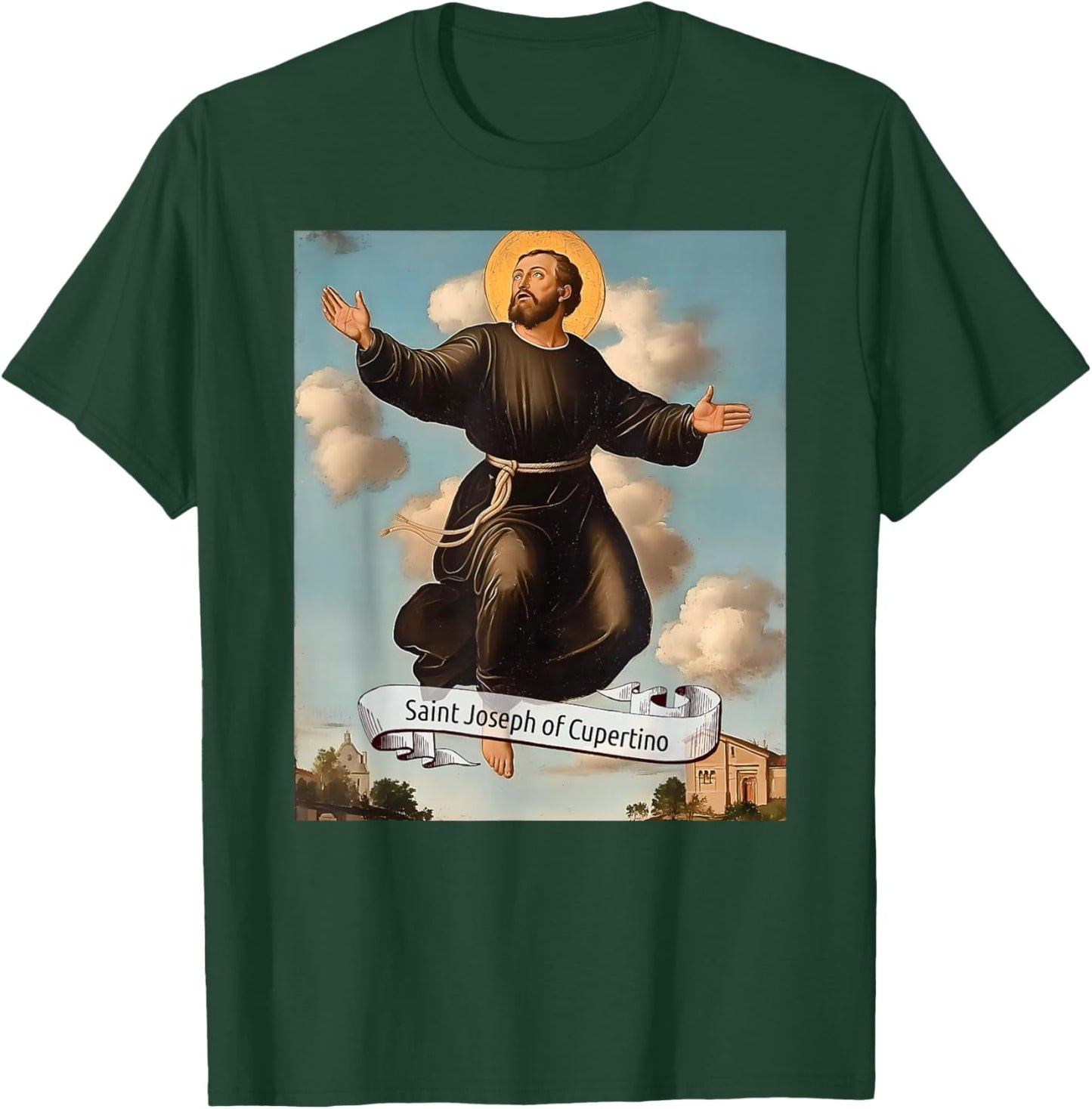 St Joseph of Cupertino, Catholic Saint Design Christian Gift T-Shirt - T-Shirt | Forest
