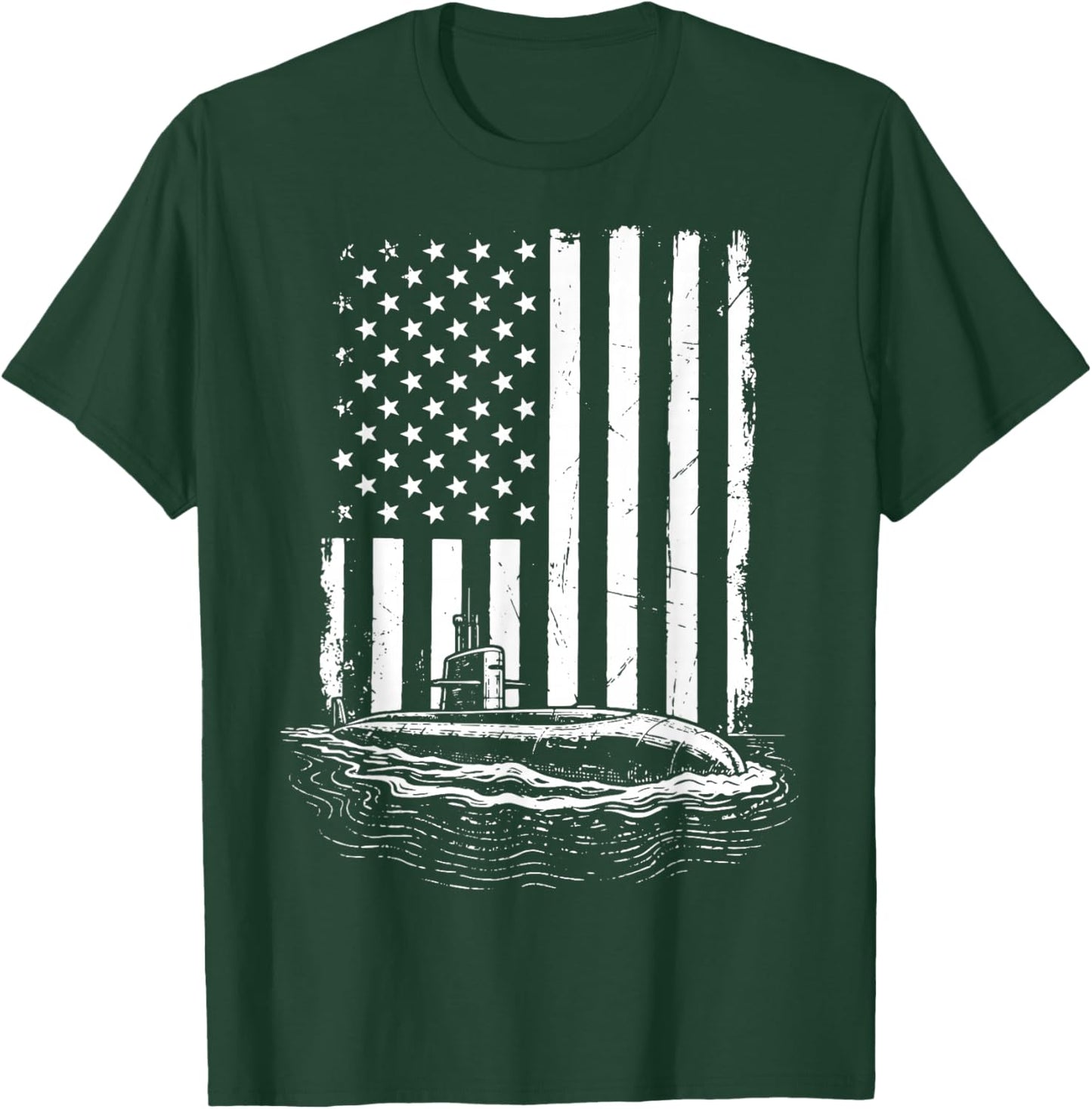 Submarine USA Flag Veteran 4th of July T-Shirt - T-Shirt | Forest