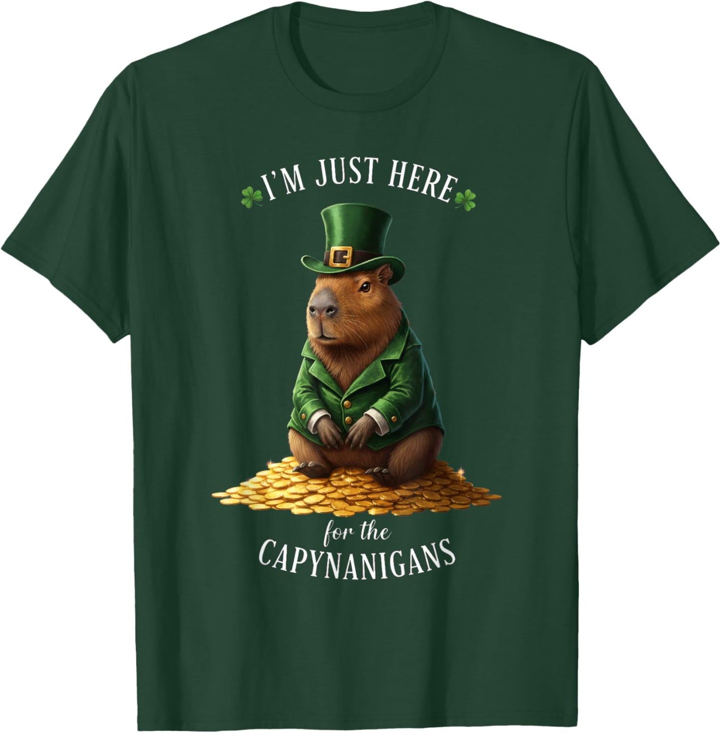 St Patricks Day Capybara Leprechaun Gold Coins Capynanigans T-Shirt - T-Shirt | Forest