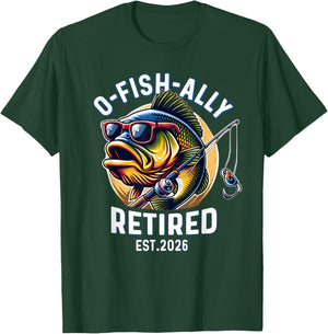 Ofishally Retired 2026 Fisherman Retirement T-Shirt - T-Shirt | Forest