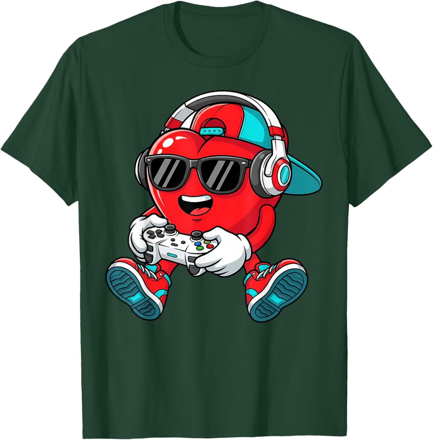 Valentines Day Gamer Heart Gaming Boys Kids Men Youth Teen T-Shirt - T-Shirt | Forest