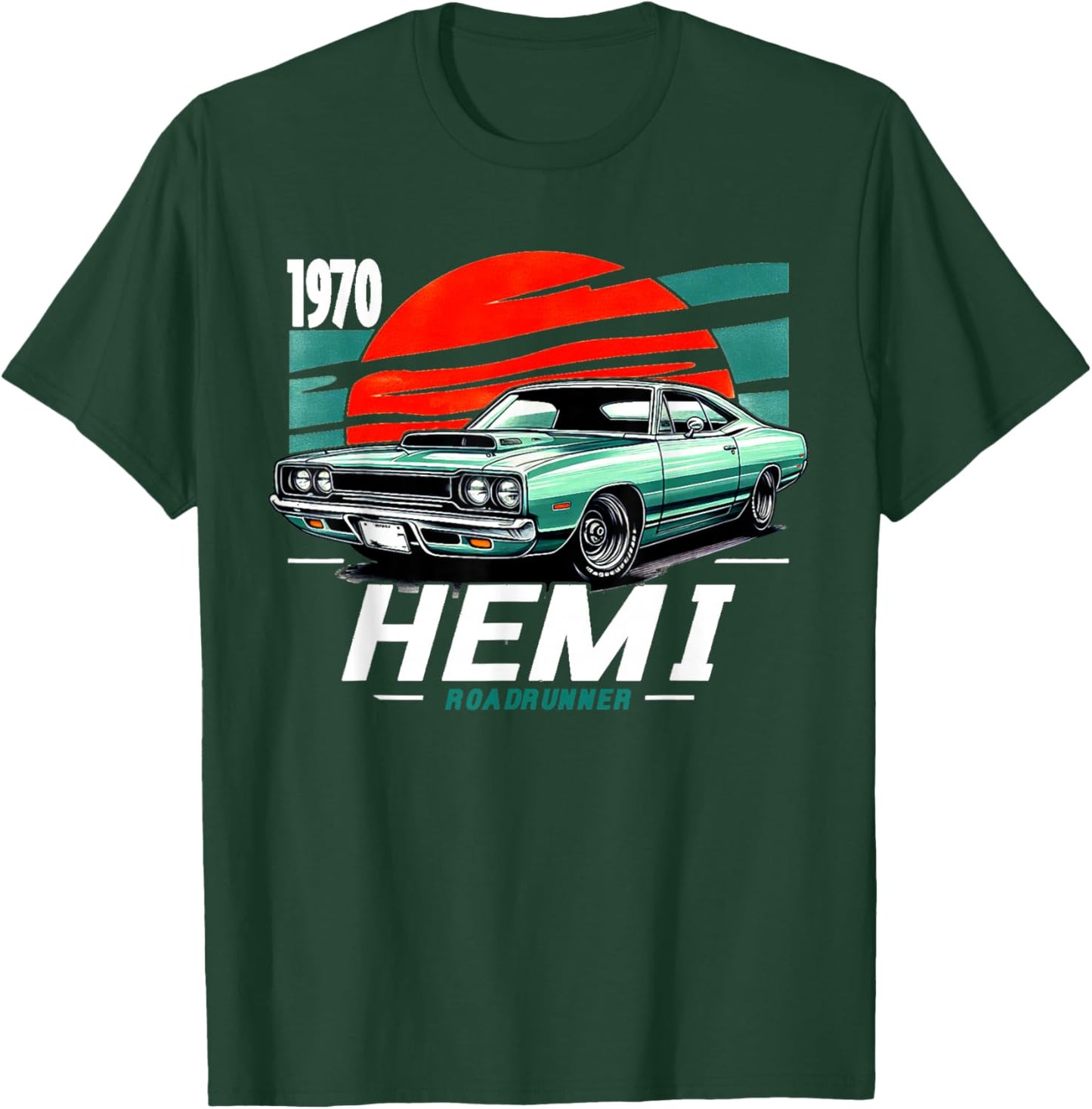 1970 70 Hemi Roadrunner Classic Vintage Old Car USA Flag T-Shirt - T-Shirt | Forest