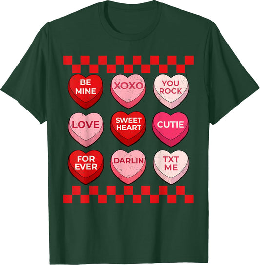 Valentines Day Hearts Candy Be Mine Valentine Women Men Kids T-Shirt - T-Shirt | Forest