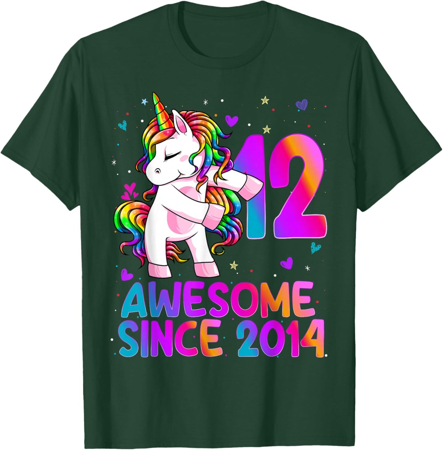 12 Year Old Girl Awesome Since 2014 12th Birthday Girl T-Shirt - T-Shirt | Forest