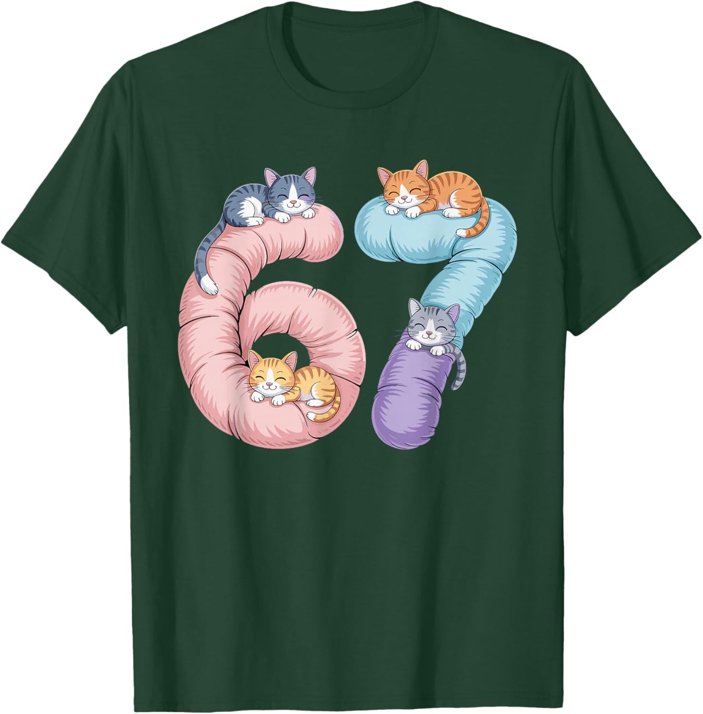 Cute 67 Cat Meme Design T-Shirt - T-Shirt | Forest