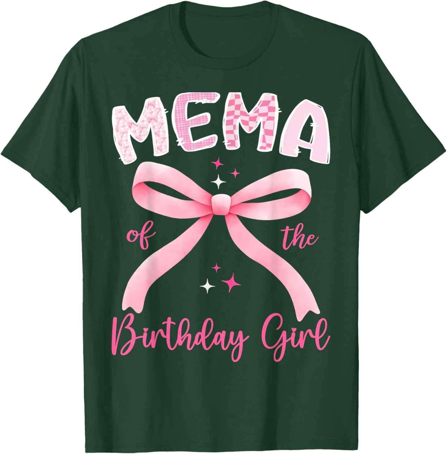 Mema of The Birthday Girl Pink Coquette Bow Family T-Shirt - T-Shirt | Forest