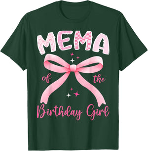 Mema of The Birthday Girl Pink Coquette Bow Family T-Shirt - T-Shirt | Forest