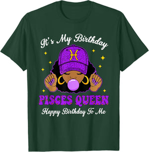 It's My Birthday Pisces Queen Purple Black Girl Women Cap T-Shirt - T-Shirt | Forest