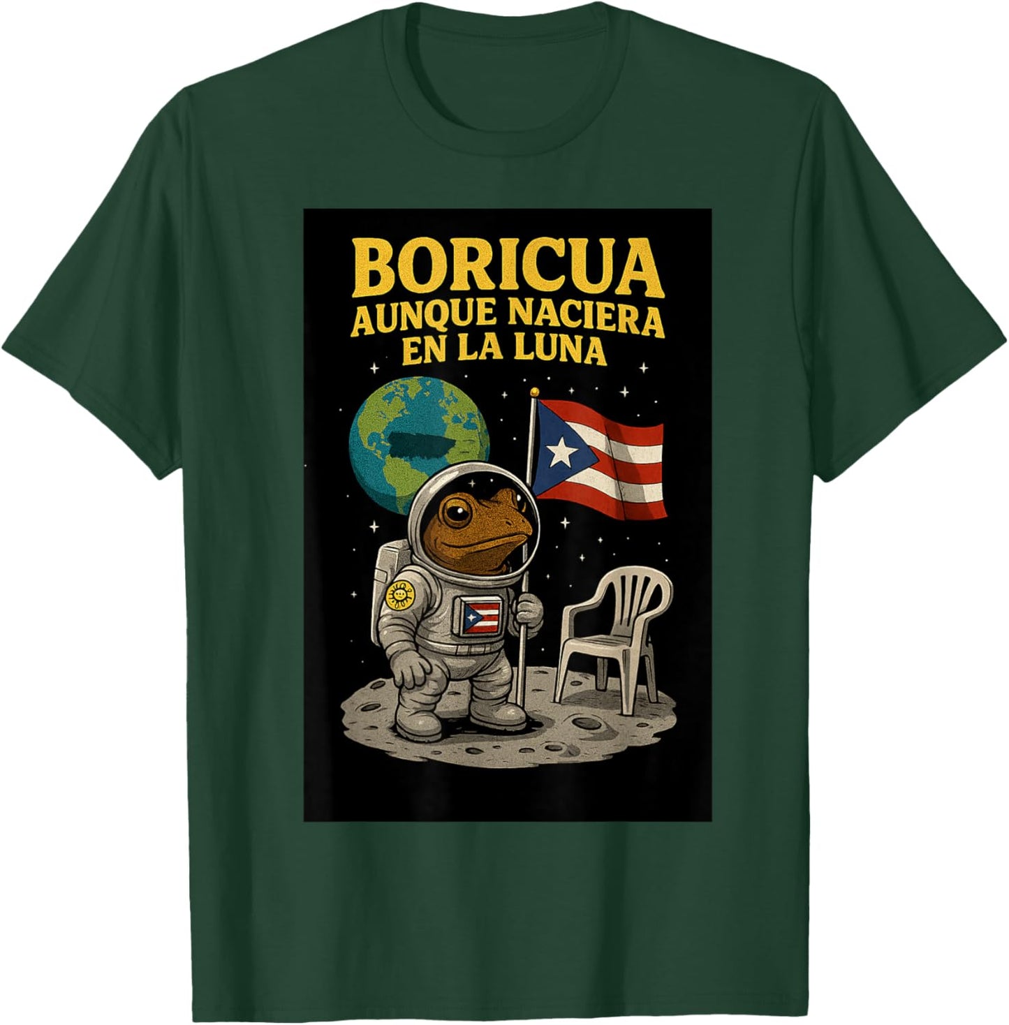 Puerto Rico Flag Boricua Pride Aunque Naciera en la Luna T-Shirt - T-Shirt | Forest