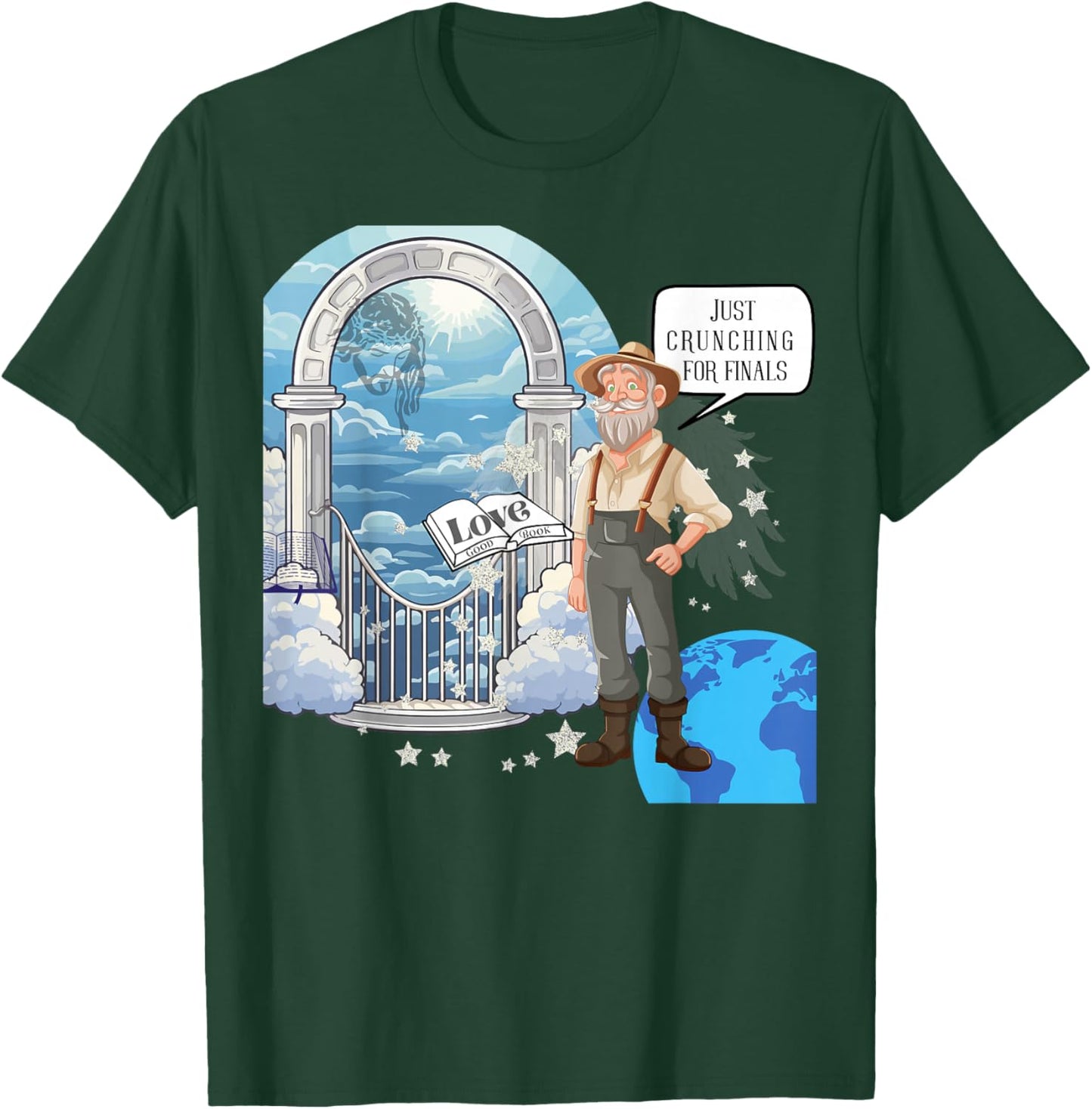 Crunching for Finals T-Shirt - T-Shirt | Forest