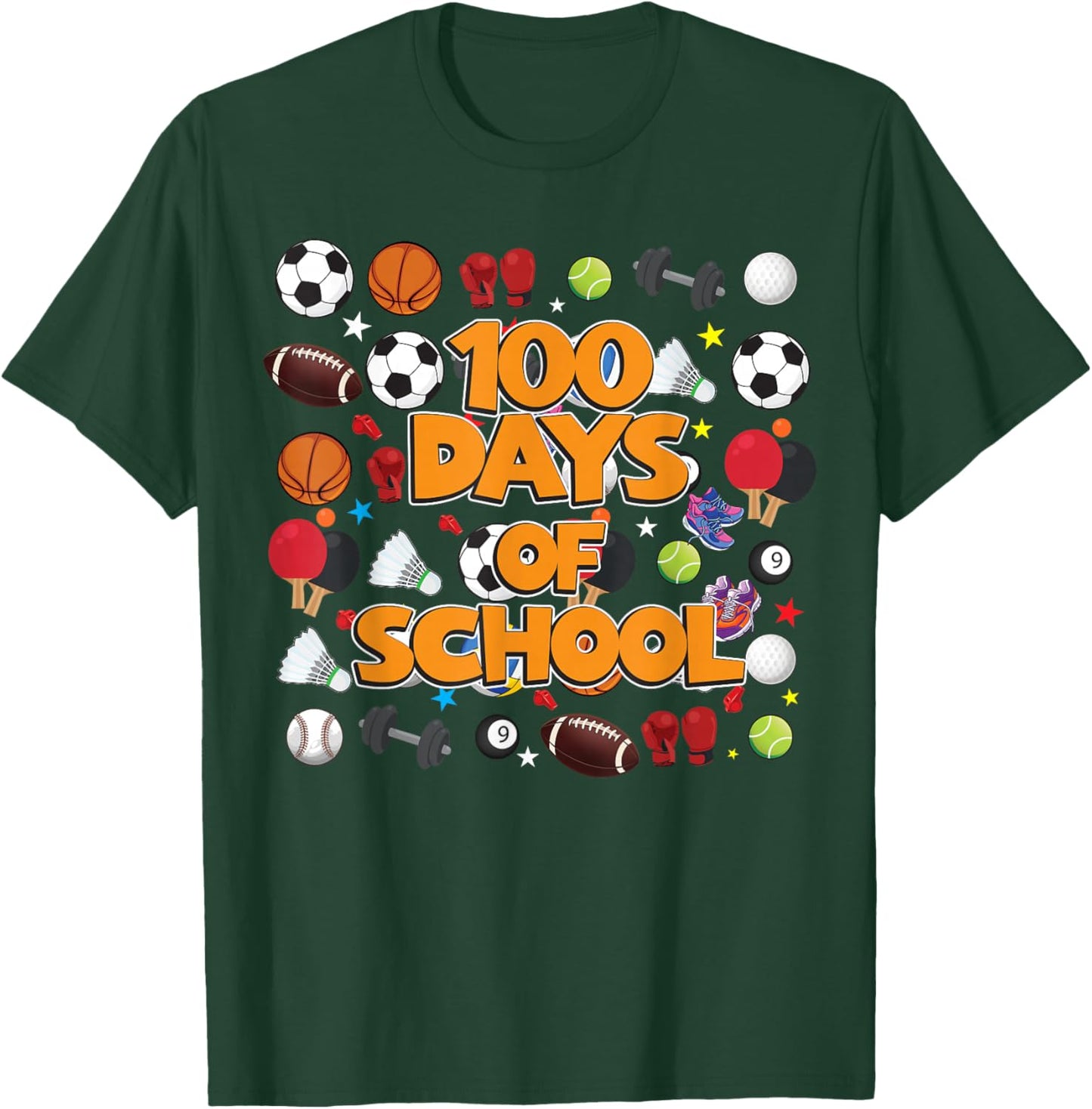 Happy 100 Days of School PE Teachers Kids Boys Girls T-Shirt - T-Shirt | Forest