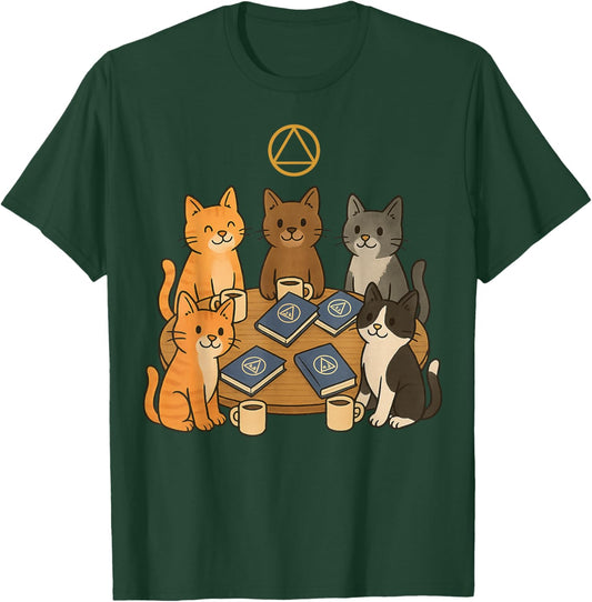 AA. Cat Fellowship Coffee Meeting Design. T-Shirt - T-Shirt | Forest