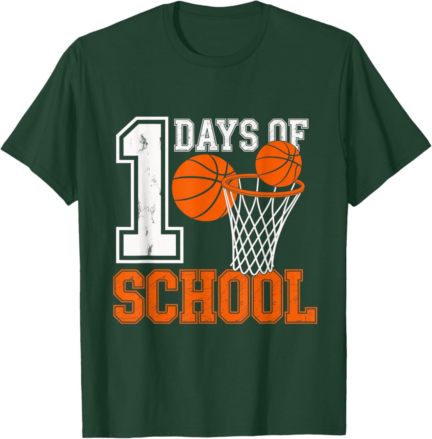 Retro 100 Days School Basketball Kids Hoops Art T-Shirt - T-Shirt | Forest