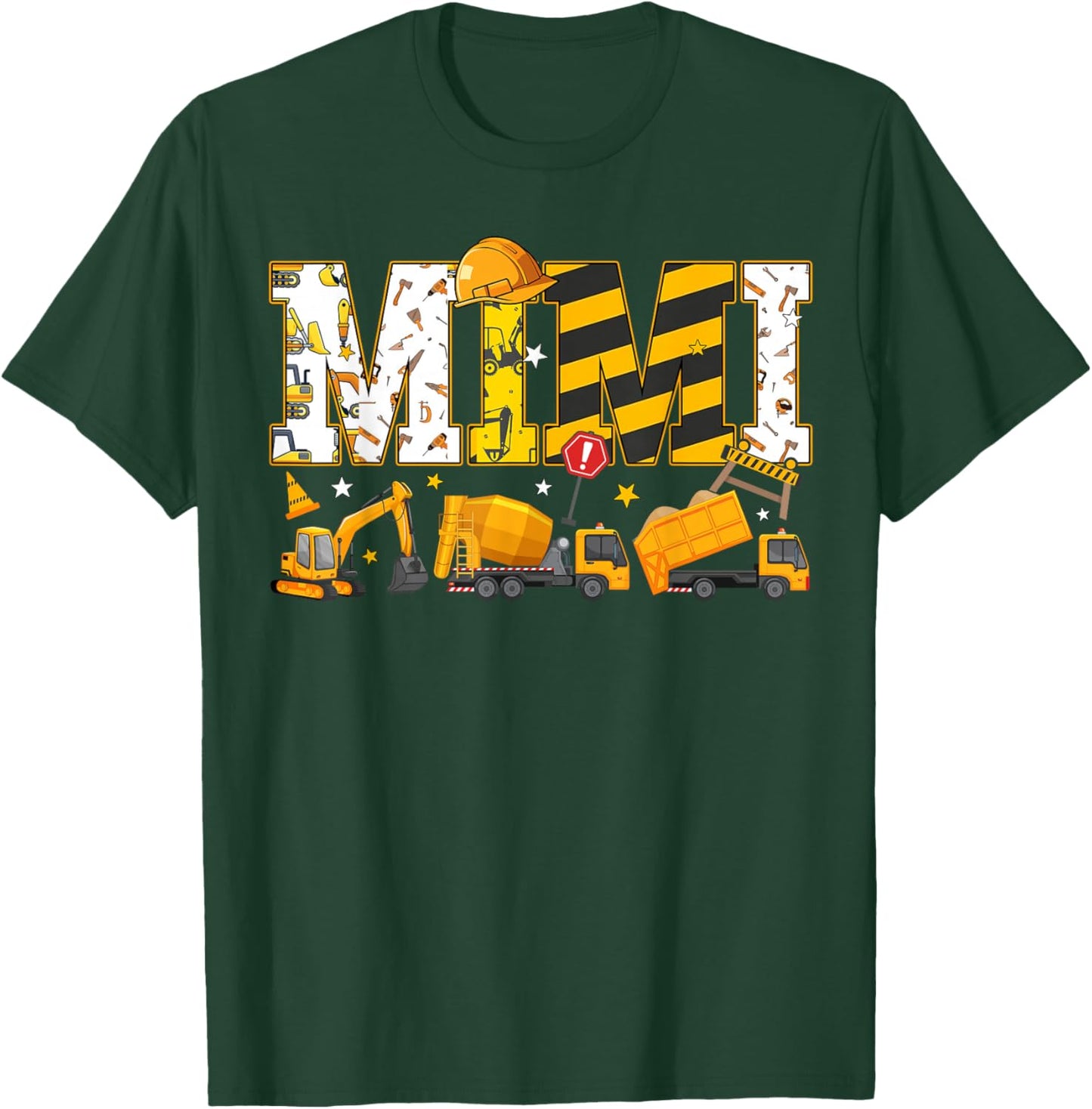 Mimi Construction Excavator Kids Matching Family Party T-Shirt - T-Shirt | Forest