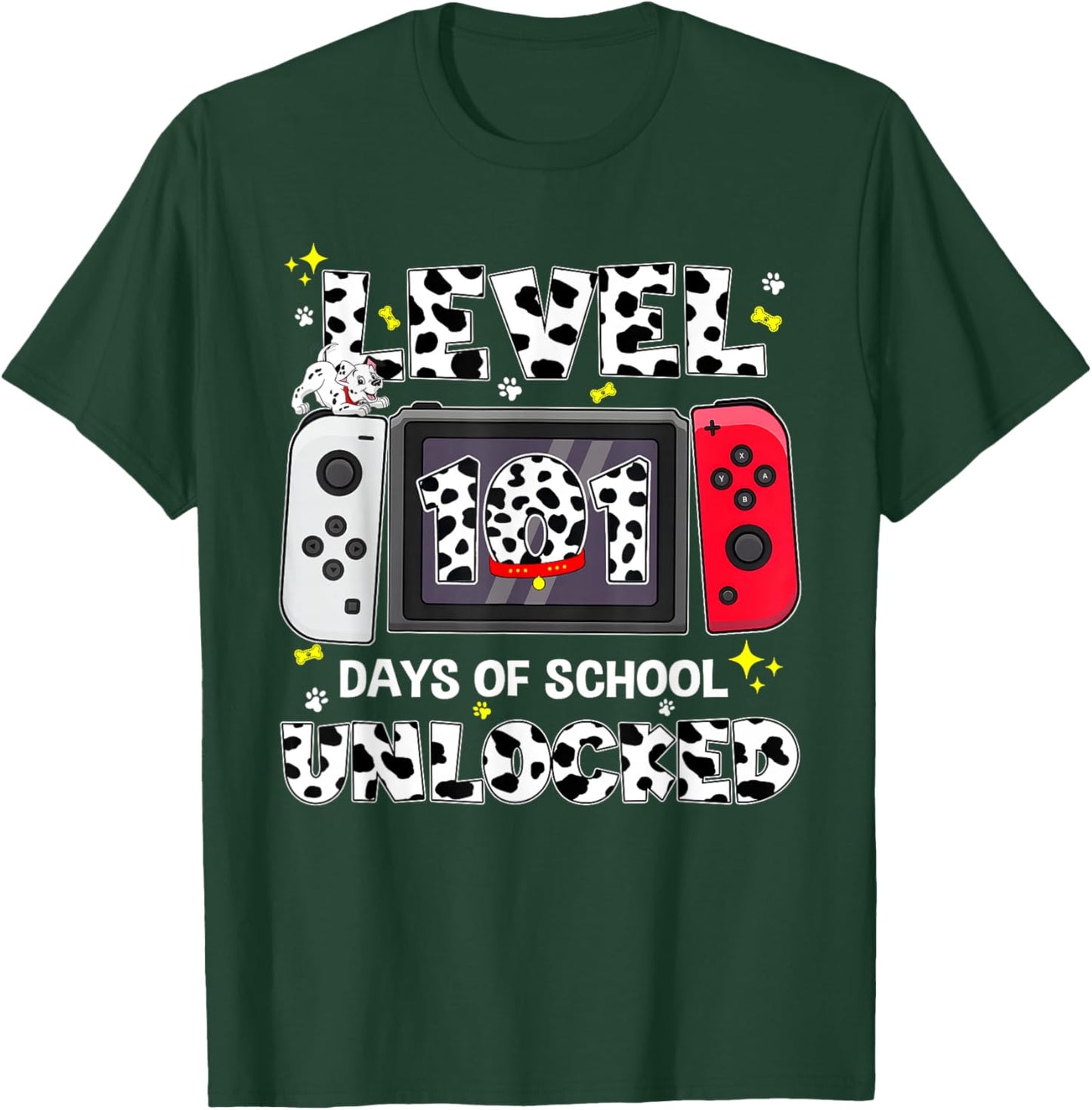 Level Unlocked Game Controller 101 Days School 100 Days T-Shirt - T-Shirt | Forest