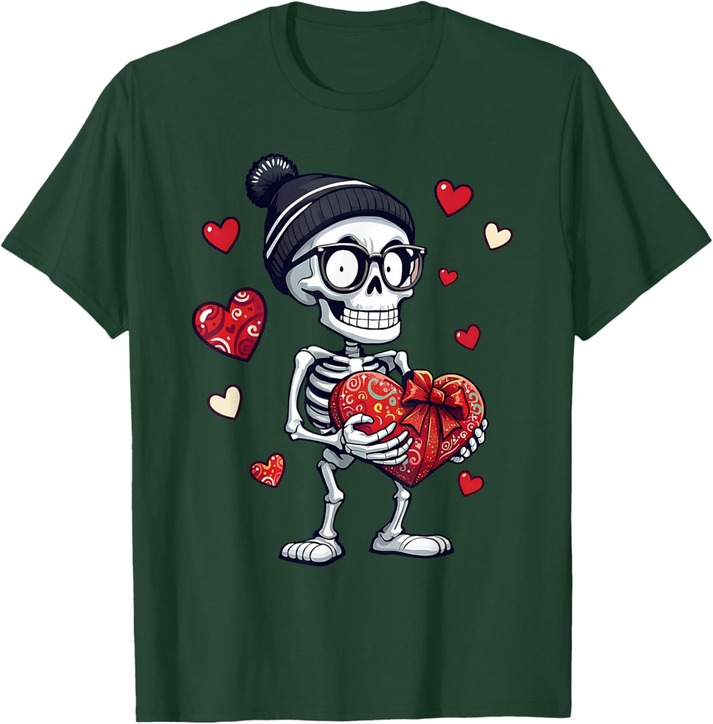 Funny Skeleton Men Women Skeleton Heart Valentines Day T-Shirt - T-Shirt | Forest