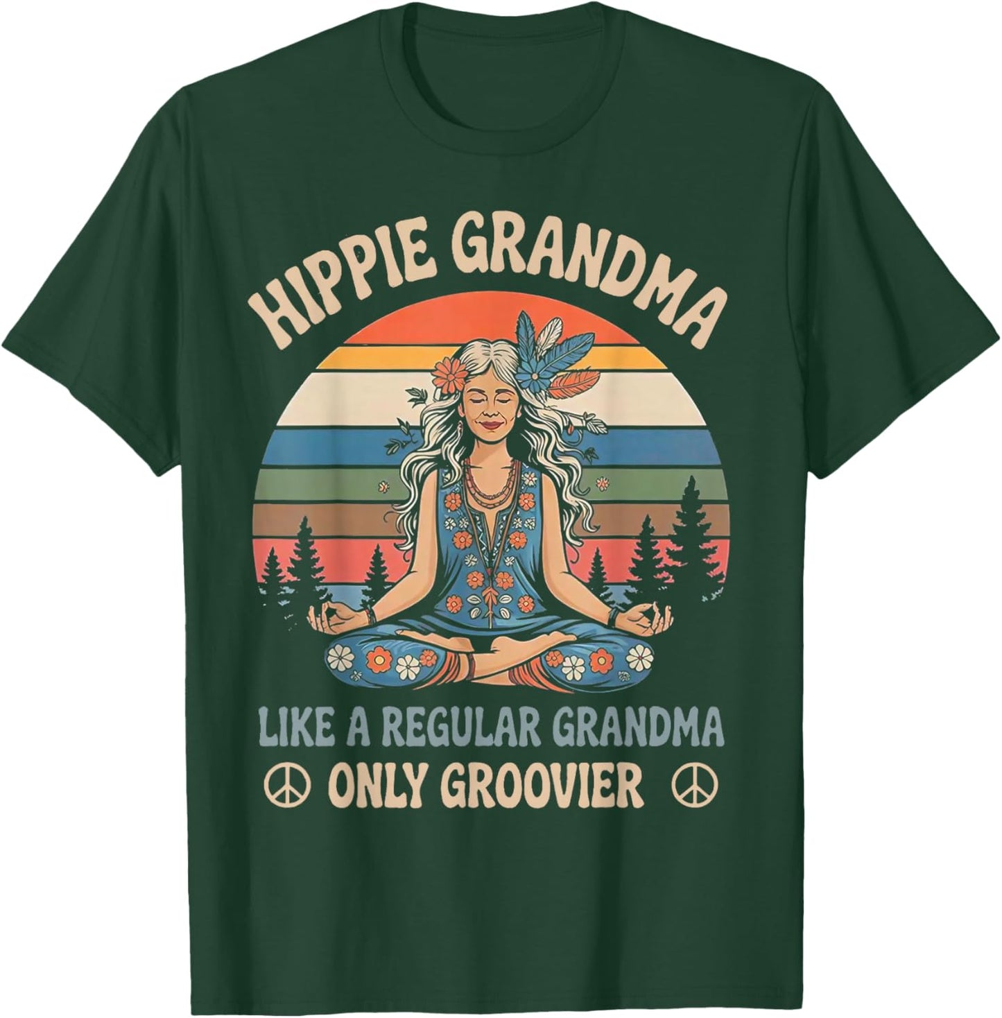 Vintage Hippie Grandma Like A Regular Grandma Only Groovier T-Shirt - T-Shirt | Forest