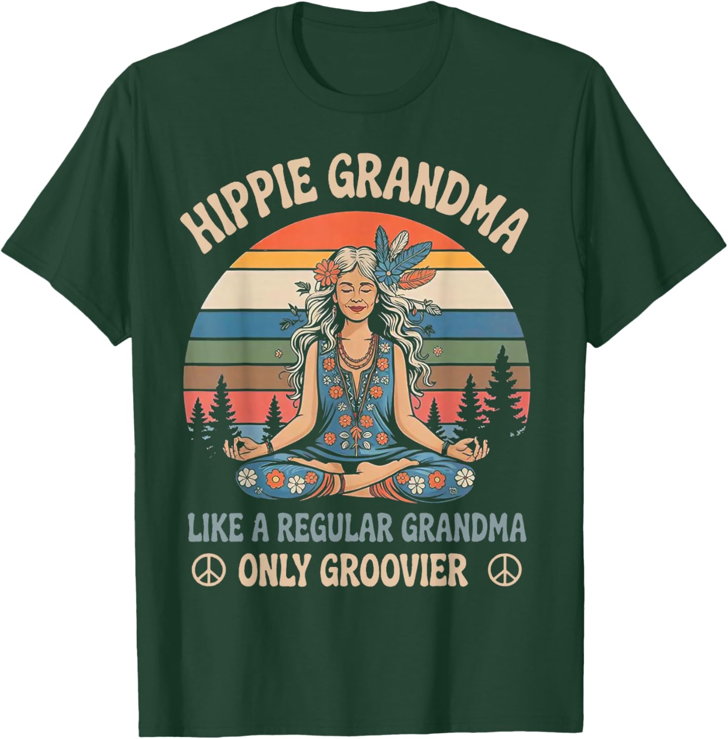 Vintage Hippie Grandma Like A Regular Grandma Only Groovier T-Shirt - T-Shirt | Forest