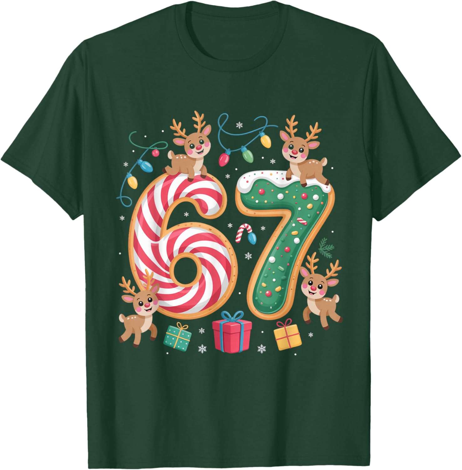 Christmas 67 Funny Xmas Six Seven Ugly Sweater 6-7 T-Shirt - T-Shirt | Forest