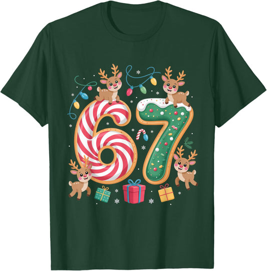 Christmas 67 Funny Xmas Six Seven Ugly Sweater 6-7 T-Shirt - T-Shirt | Forest