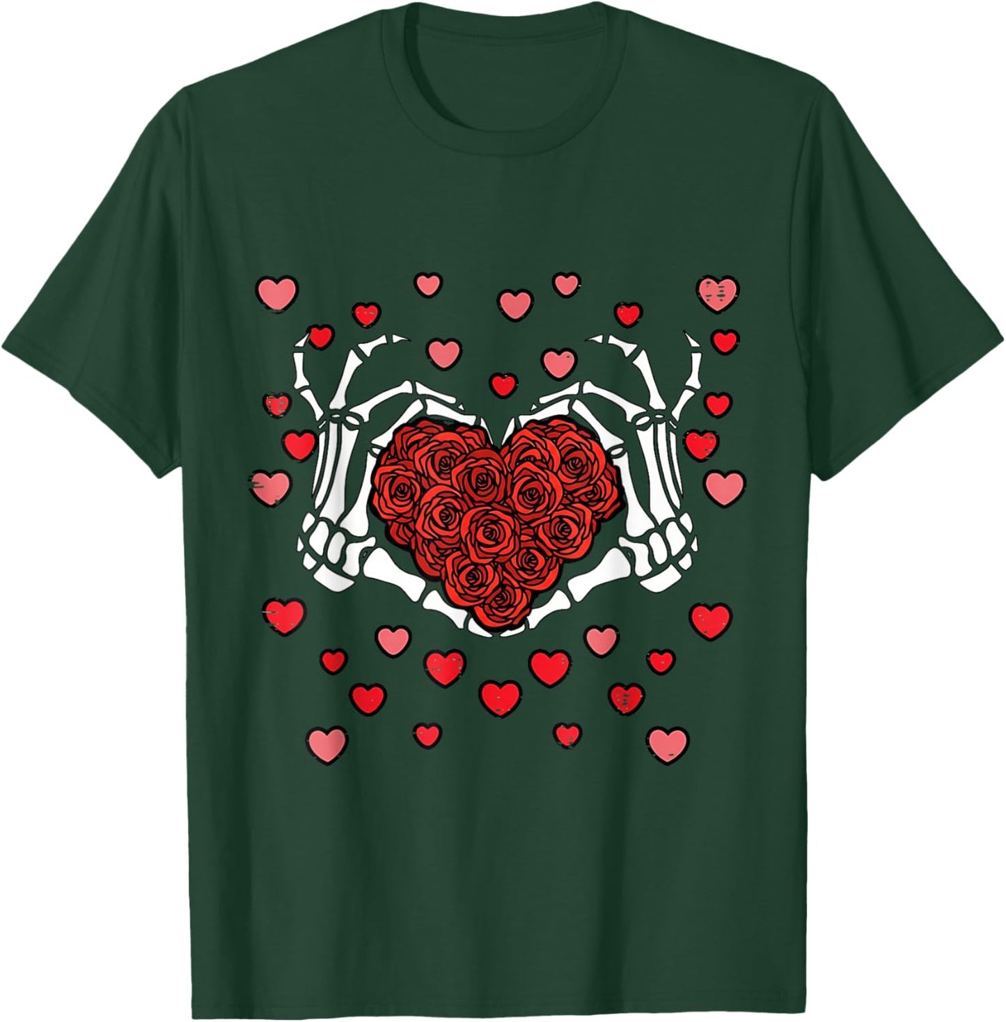 Valentine Skeleton Hand Heart Funny Valentine Love Men Women T-Shirt - T-Shirt | Forest