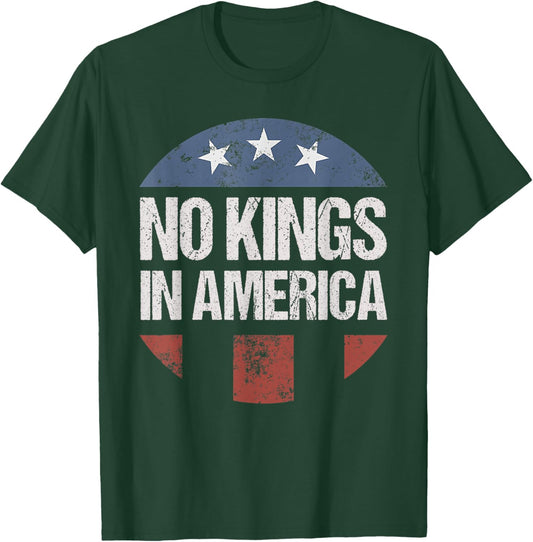 No Kings in America Vintage Patriotic No Kings T-Shirt - T-Shirt | Forest