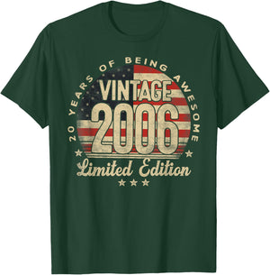 Vintage 2006 Limited Edition USA Flag 20-Year-Old Age 20 T-Shirt - T-Shirt | Forest