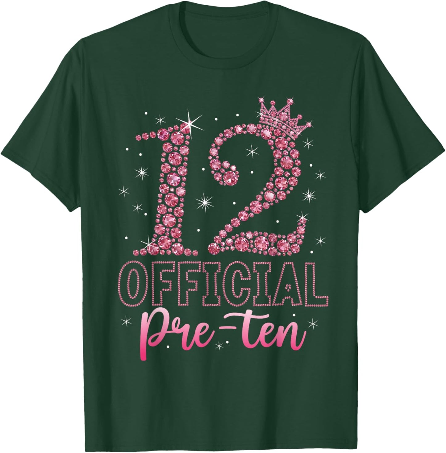 12 Official Pre-Teen Pink Crown Happy 12th Birthday for Girl T-Shirt - T-Shirt | Forest