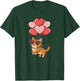 Girls Valentines Day Heart Balloons Orange Tabby Cat T-Shirt - T-Shirt | Forest