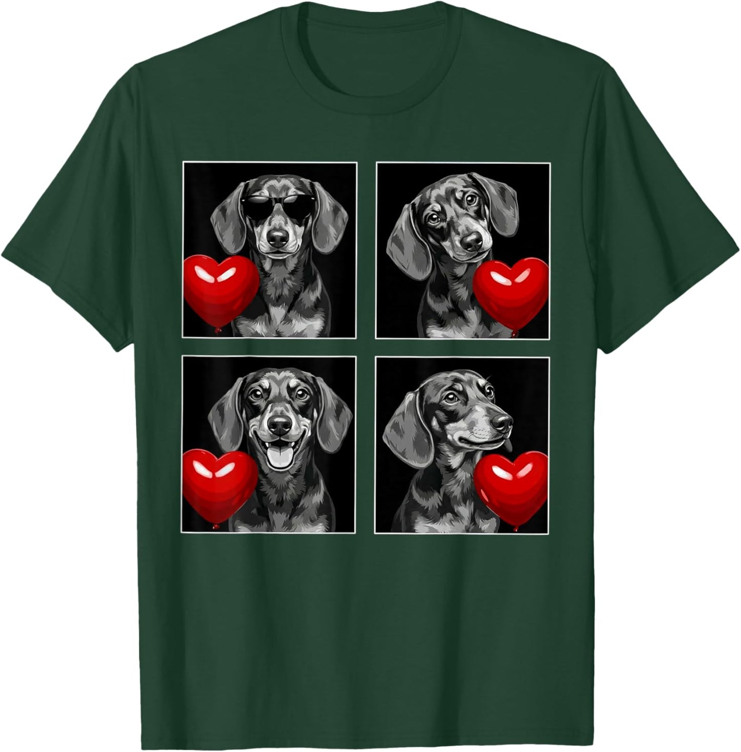 Funny Dachshund Photobooth Dog Lover Valentines T-Shirt - T-Shirt | Forest