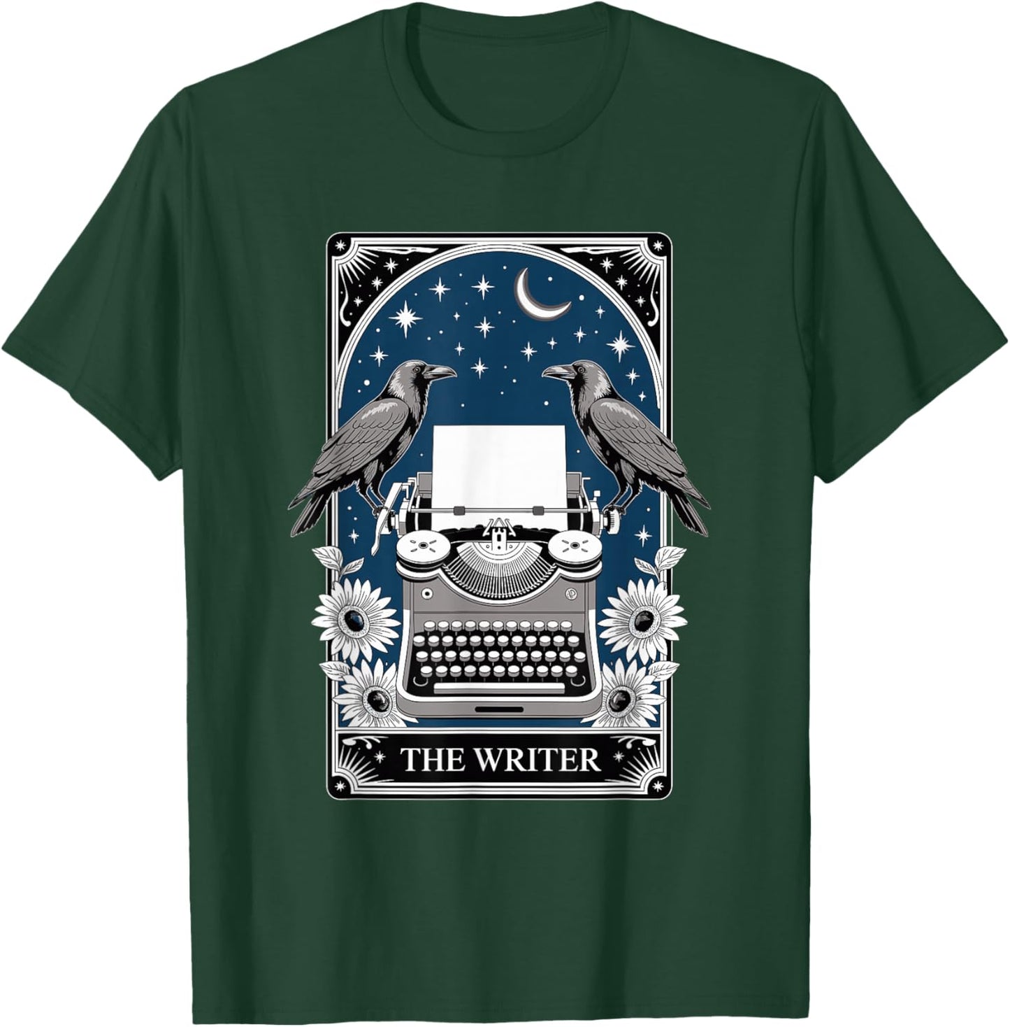 The Writer Typewriter Crow Writing Journalist Book Writer T-Shirt - T-Shirt | Forest