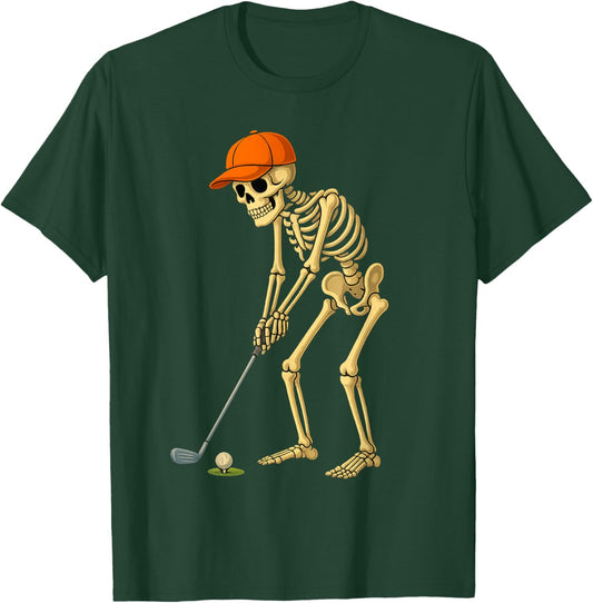 Skeleton Golf Halloween Golfer Golf Player Funny Men Dad T-Shirt - T-Shirt | Forest