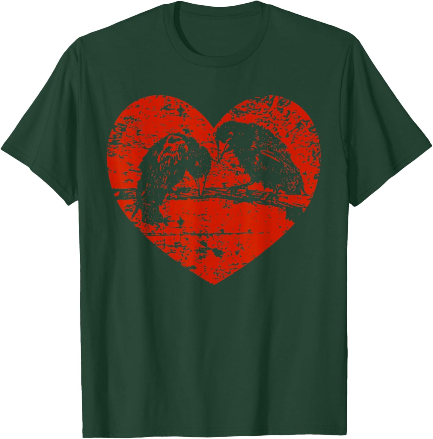 Vintage Valentines Day Graphic Novelty Crow Love Heart T-Shirt - T-Shirt | Forest
