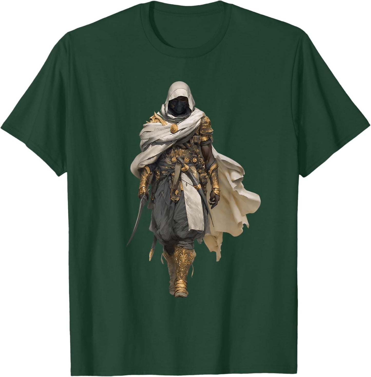 African Assassin Cloaked Desert Warrior White Cape Mythic T-Shirt - T-Shirt | Forest