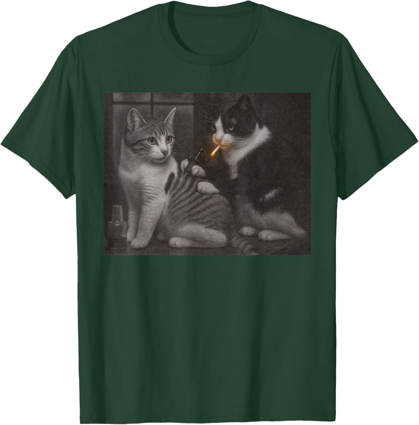 Vintage Cat Tattoo Inked Kitty Artist Funny Meme Men Women T-Shirt - T-Shirt | Forest