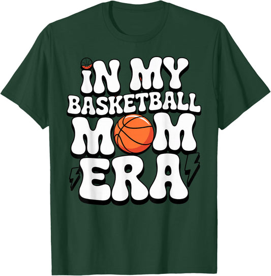 Groovy I My Basketball Mom Era Son Daughter Player Hoops Fan T-Shirt - T-Shirt | Forest