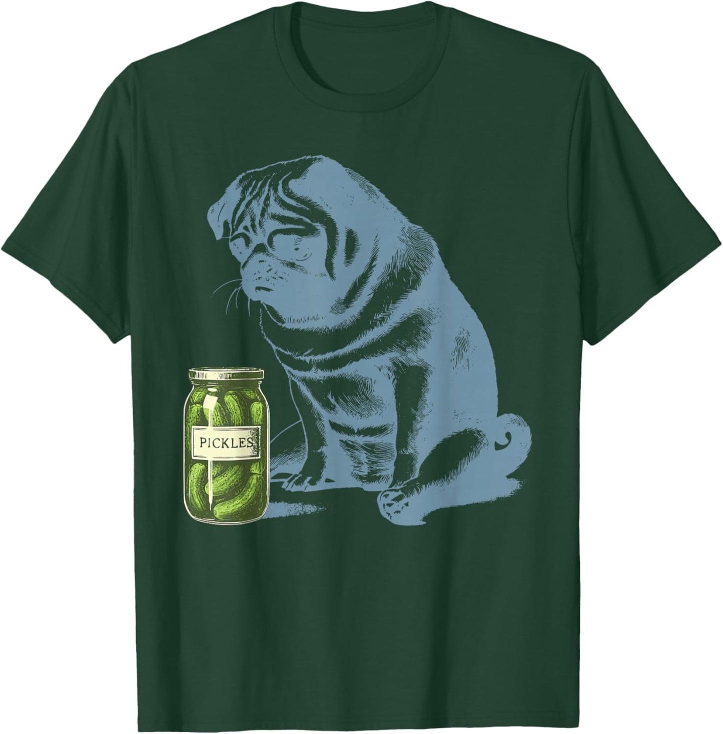 Vintage Pug Dog Pickle Jar Vegetarian Vegetable Pet Lover T-Shirt - T-Shirt | Forest
