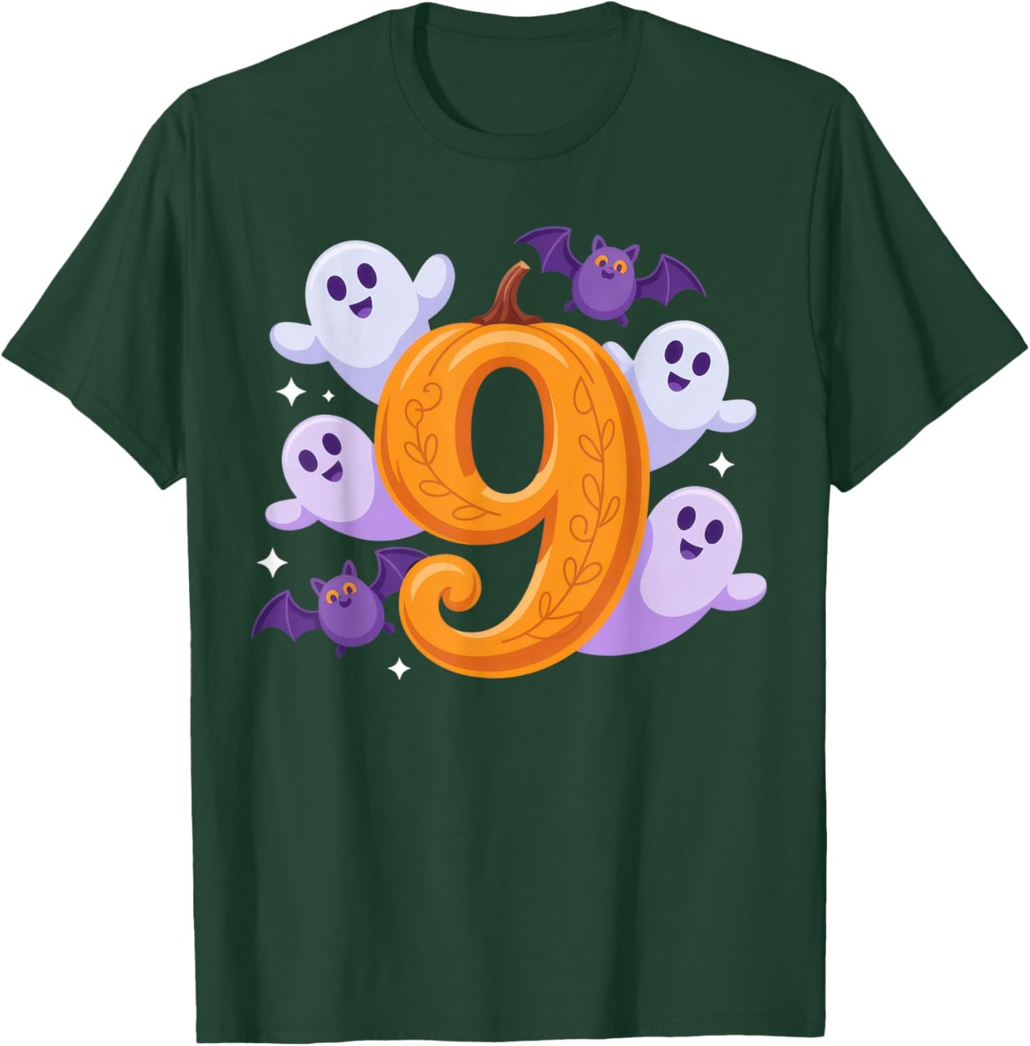 Number 9 Ghostly Halloween Vibe for Spooky Season T-Shirt - T-Shirt | Forest