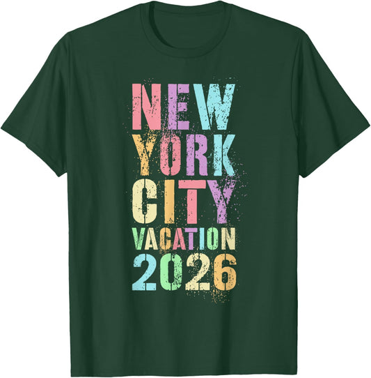 Vintage NEW YORK City Vacation 2026 Family Trip Kids Besties T-Shirt - T-Shirt | Forest