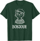 Bonjour French Cat Beret Sketch Travel Souvenir T-Shirt - T-Shirt | Forest